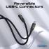 Promate Springy USB-C to USB-C Premium Magnetic Self-Organizing Cable with 60W Power Delivery and 120cm Durable Nylon Braided Sync and Charge Cable, Reversible Connectors, Thick Copper Core - Black